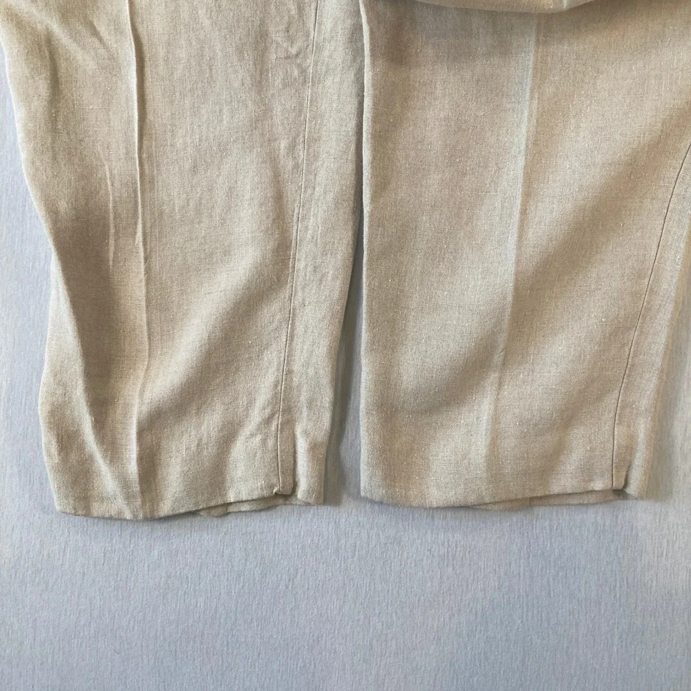 Turnbury Mens Pants 34x29 (Fit 33x27) 100% Linen Cream Pleated Dress Straight